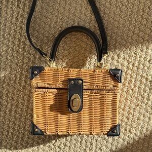 Sam Edelman Tan and Black Woven Mini Bag